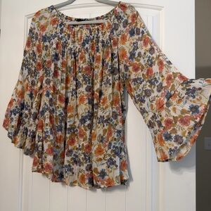 Zac & Rachel Floral Blouse with Bell Sleeves
